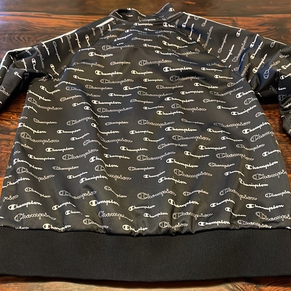 Champion Track Jacket with Allover Logo Print Size Small Black and white - Picture 10 of 12